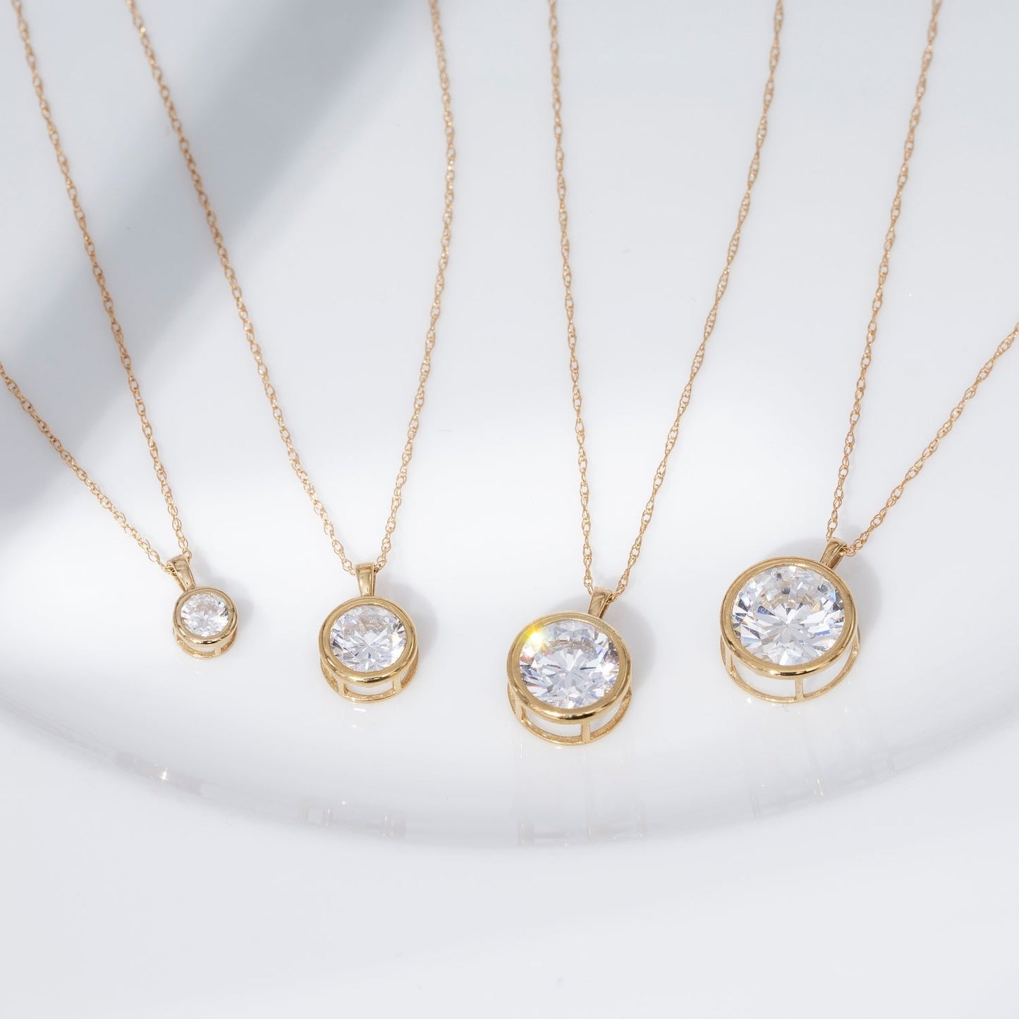 Choice of Carat Solid Gold Bezel Solitaire Pendant Necklace JEP26883