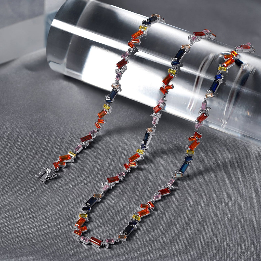 Rainbow Baguette Tennis Bracelet