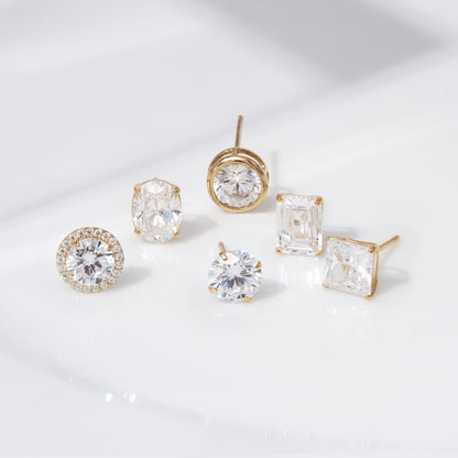 Choice Of Carat Solid Gold Halo Stud Earrings JEE27219