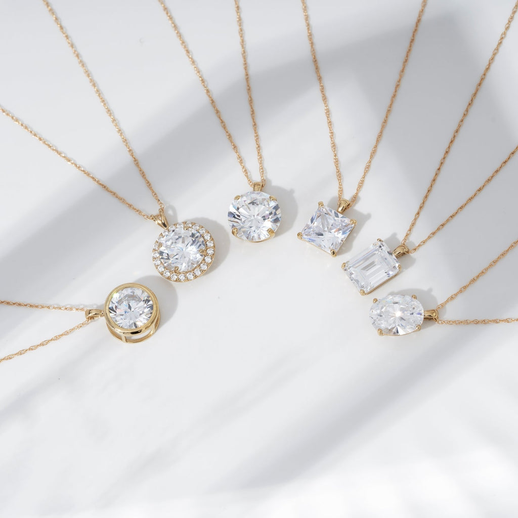 Choice of Carat Solid Gold Halo Pendant Necklace JEP27224