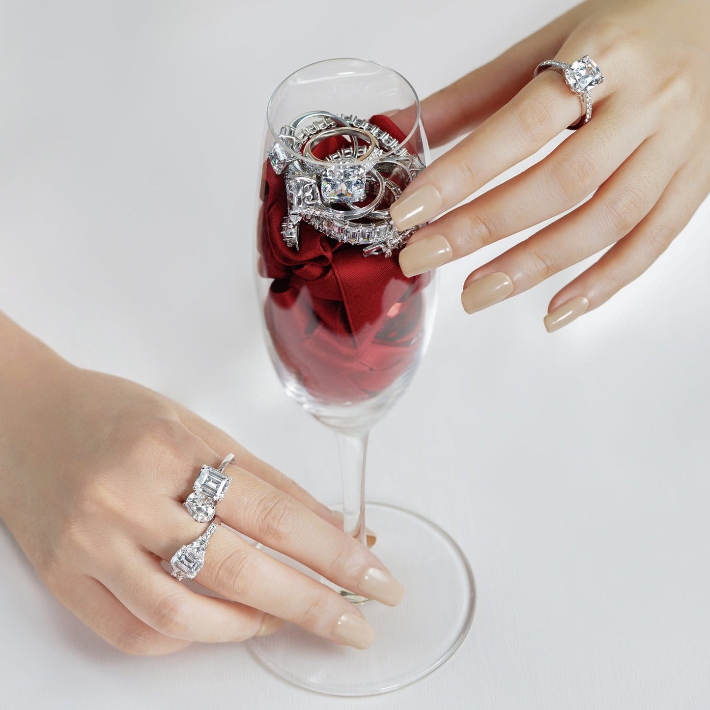 Oval and Emerald Cut Double Stone Ring JER22194