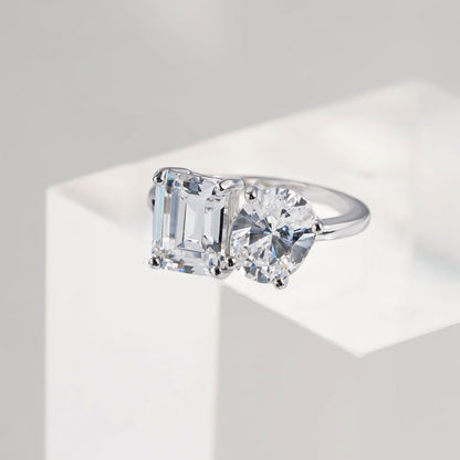 Oval and Emerald Cut Double Stone Ring JER22194