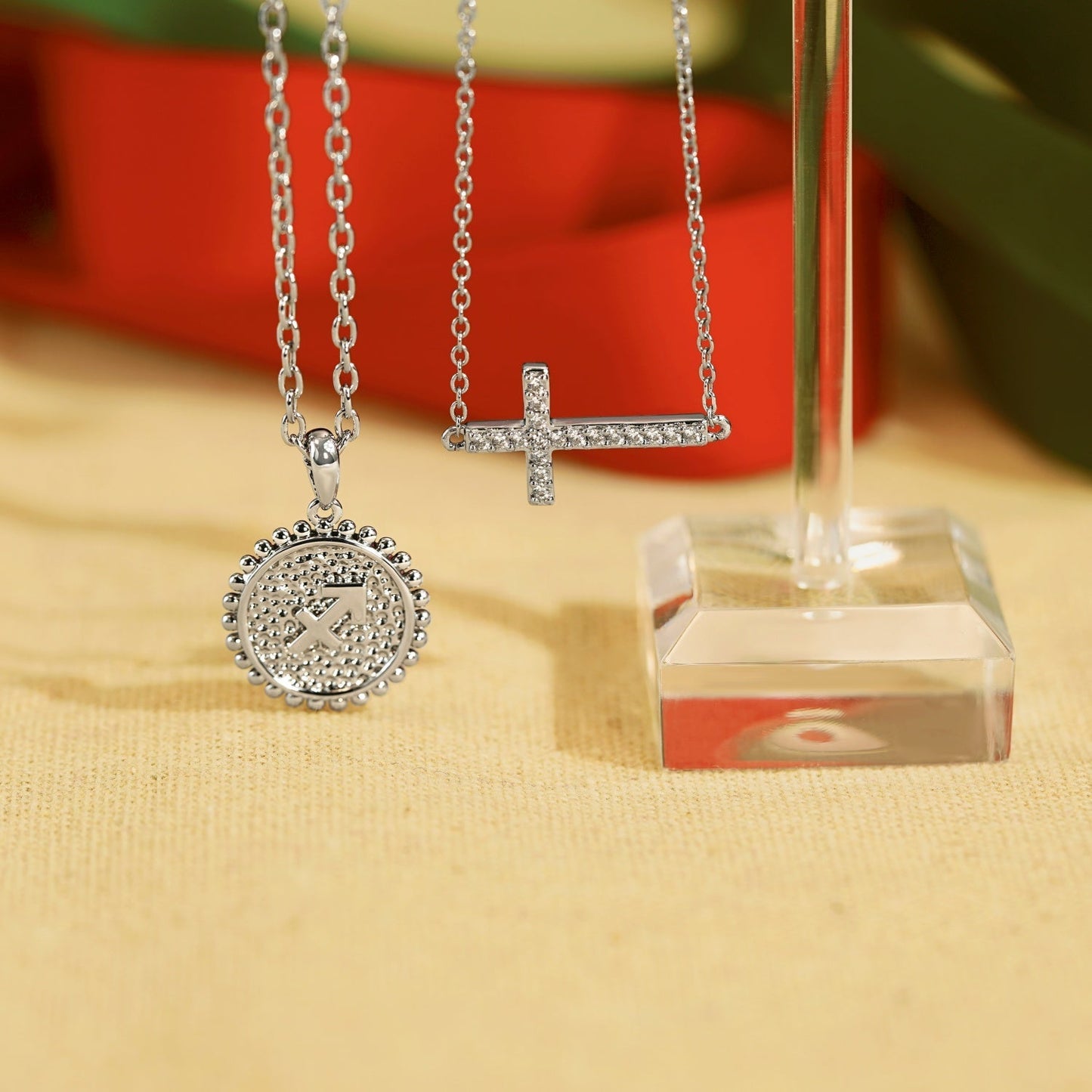 Horizontal Cross Pendant Necklace