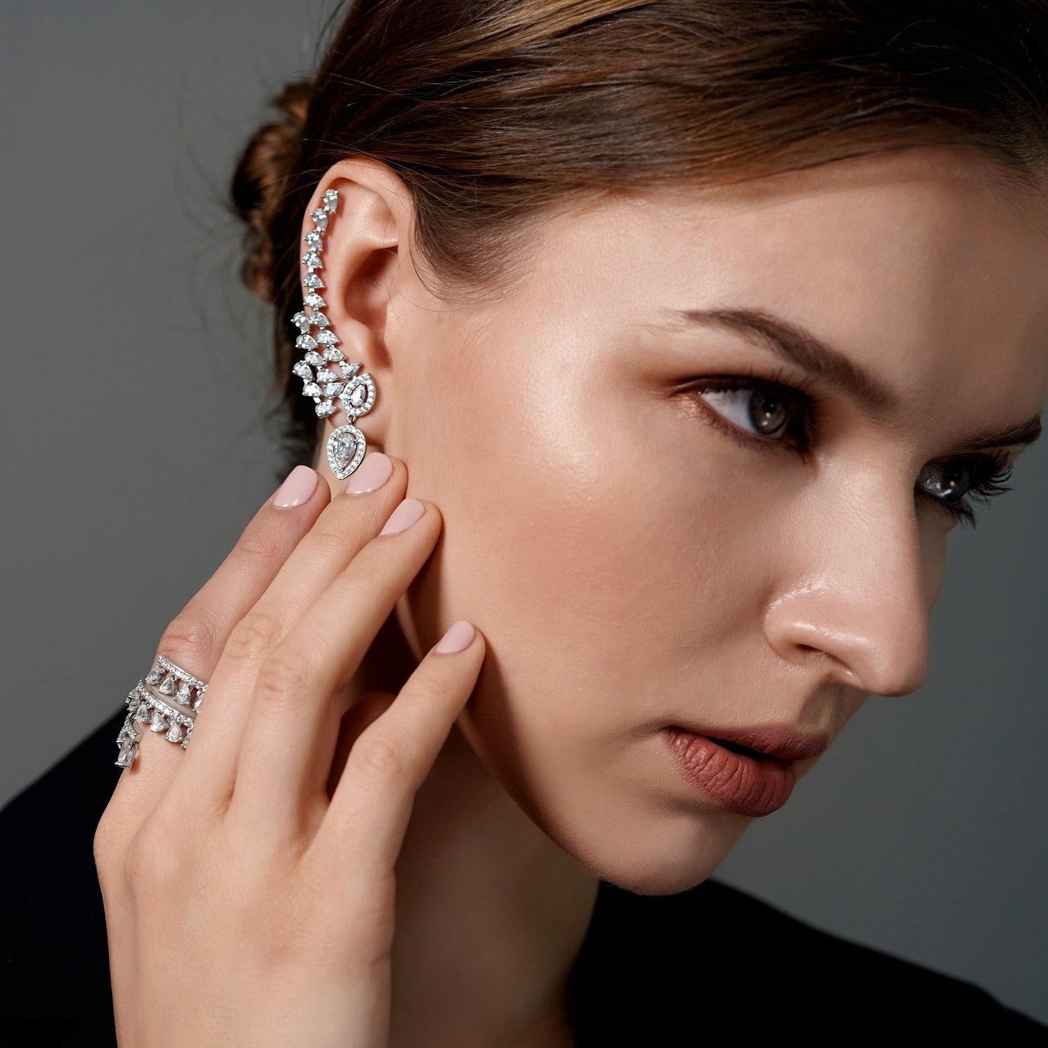 Angel Wing Asymmetrical Ear Climbers Earrings