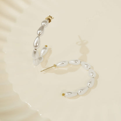 Pearl Open Hoop Earrings JEE22488