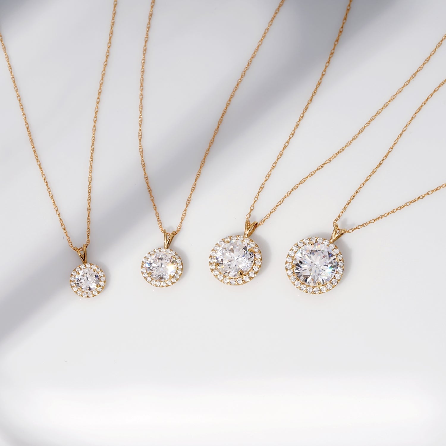 Choice of Carat Solid Gold Halo Pendant Necklace JEP27224
