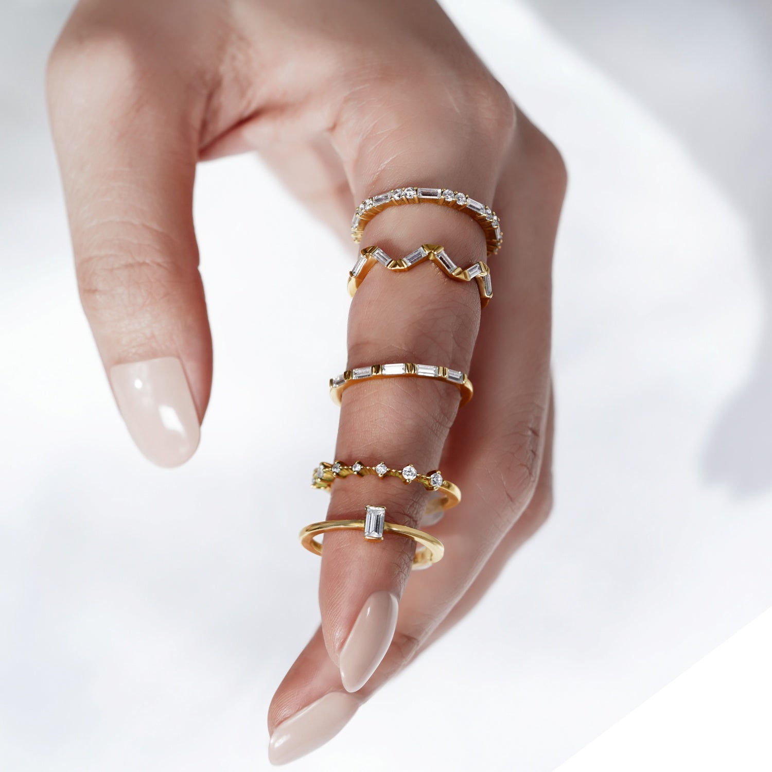 Ring Bar - Baguette Wavy Band Ring