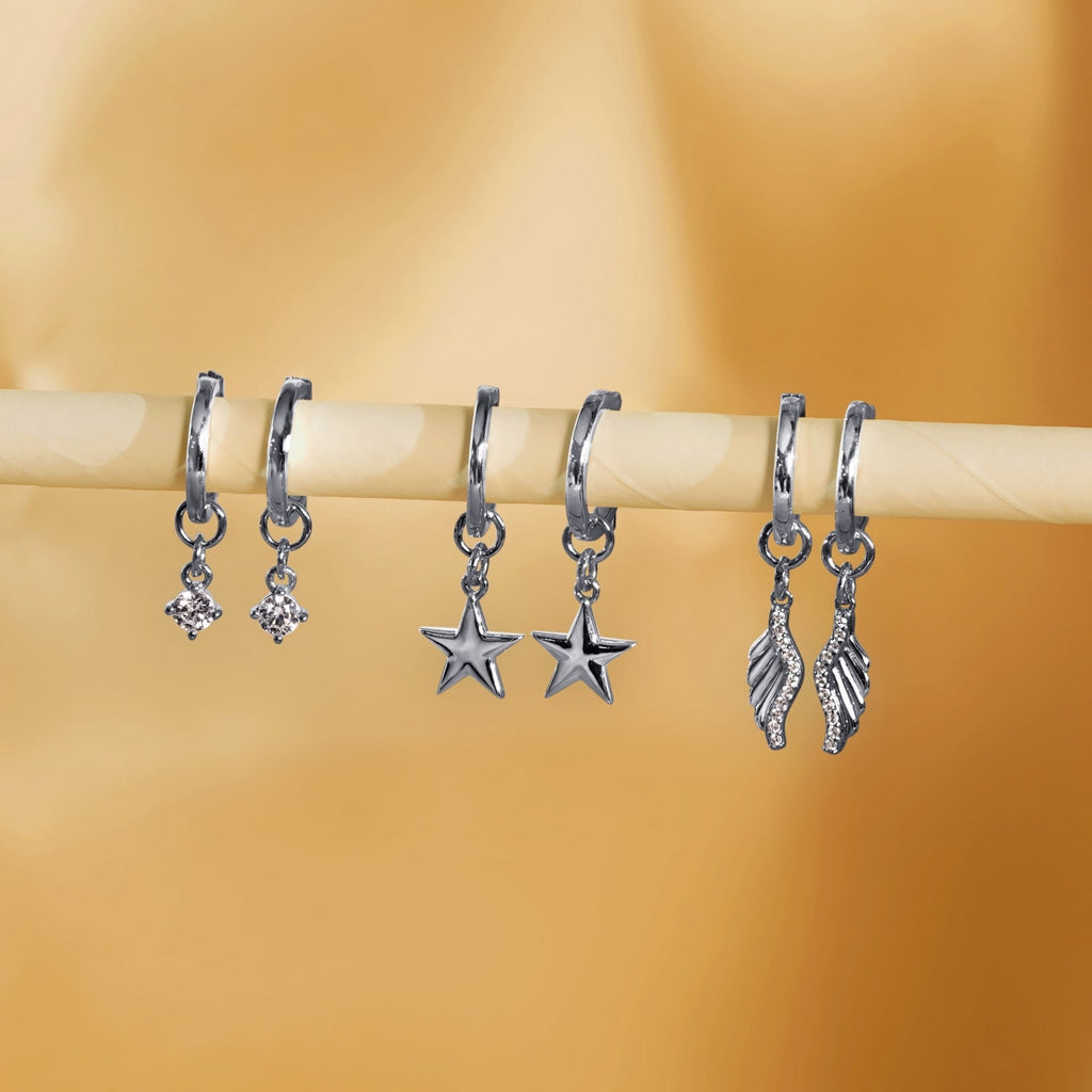 Cross Drop Huggie Hoop Earrings JEE18594