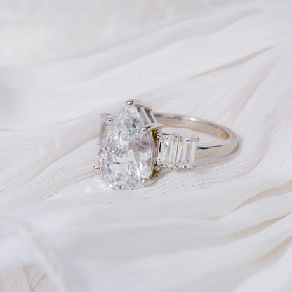 Vertical Baguette Accented Solitaire Ring JER25646