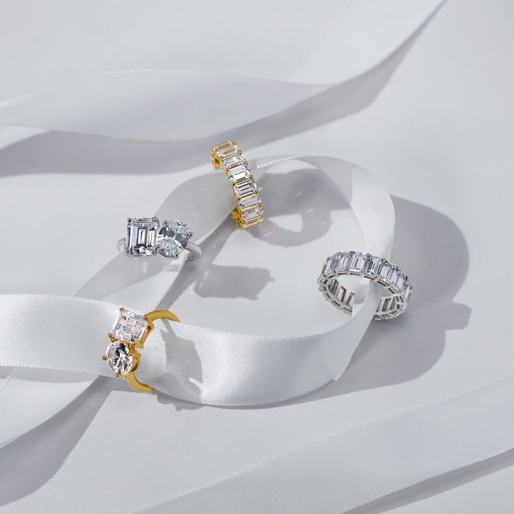 Oval and Emerald Cut Double Stone Ring JER22194