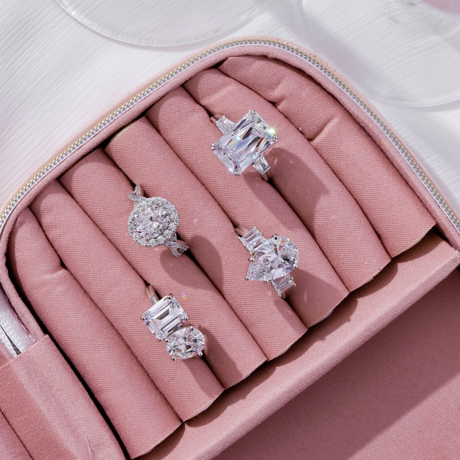 Emerald Crossover Shank Halo Ring JER25936