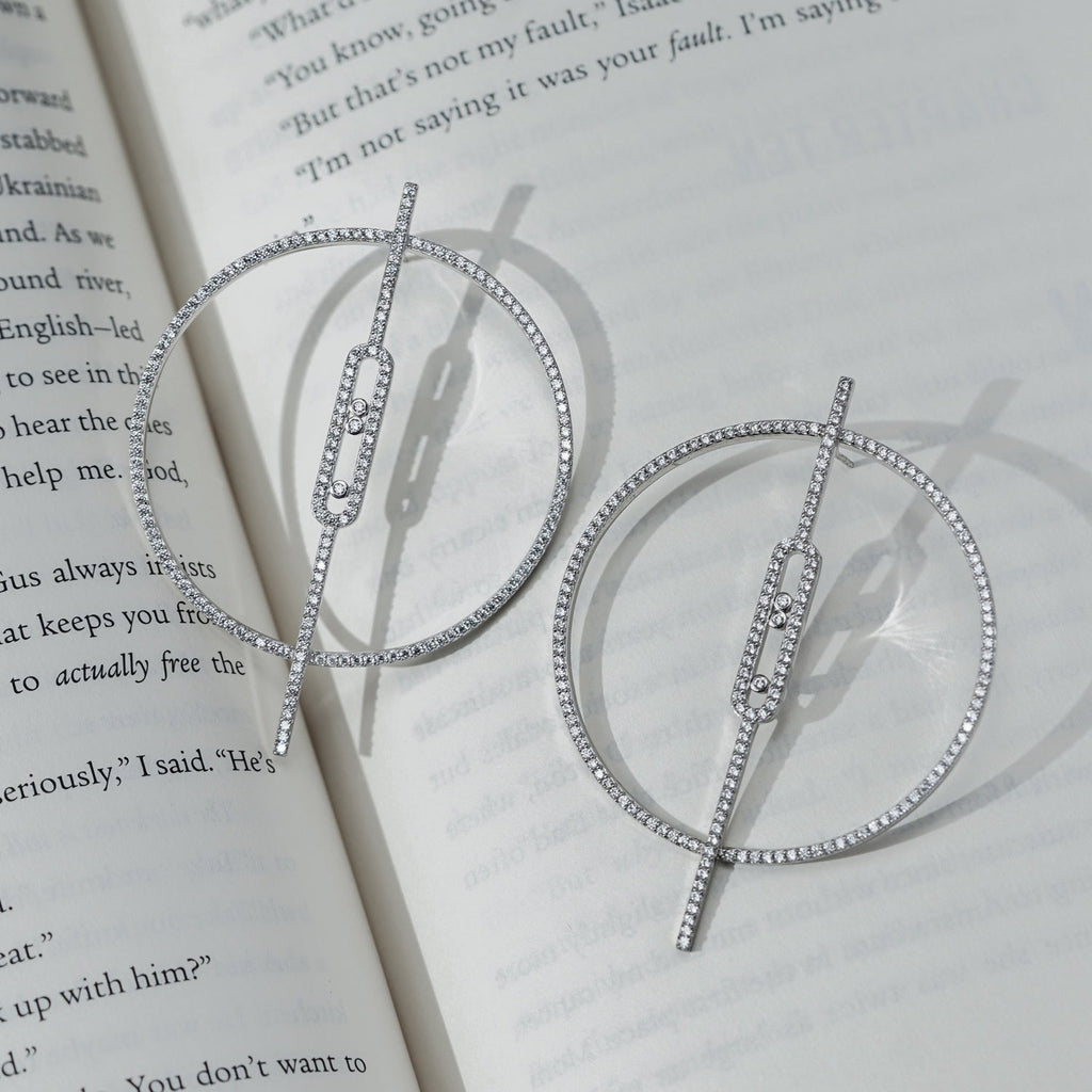 Clip Bar Flat Hoop Drop Earrings