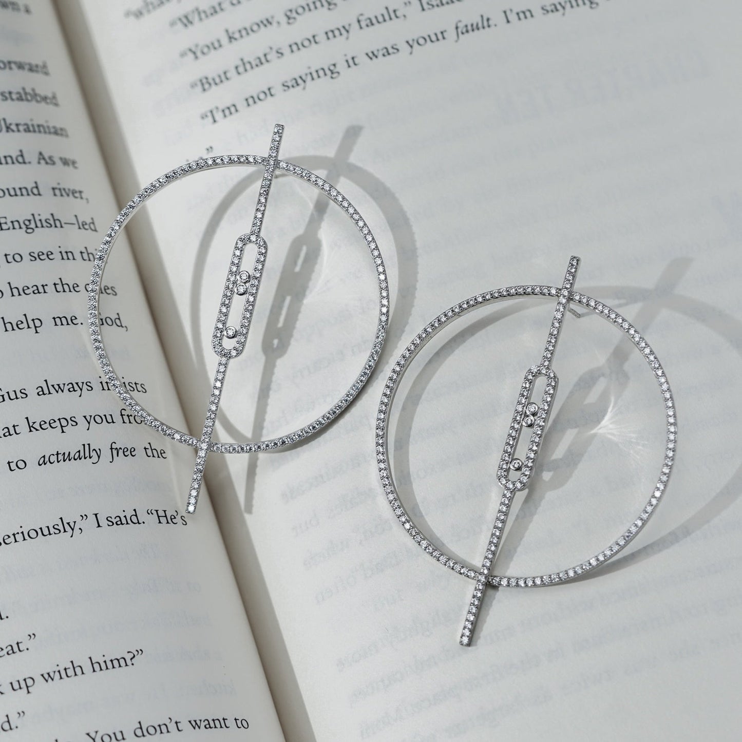 Clip Bar Flat Hoop Drop Earrings