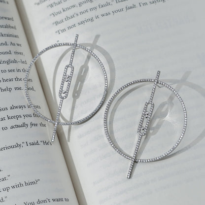 Clip Bar Flat Hoop Drop Earrings