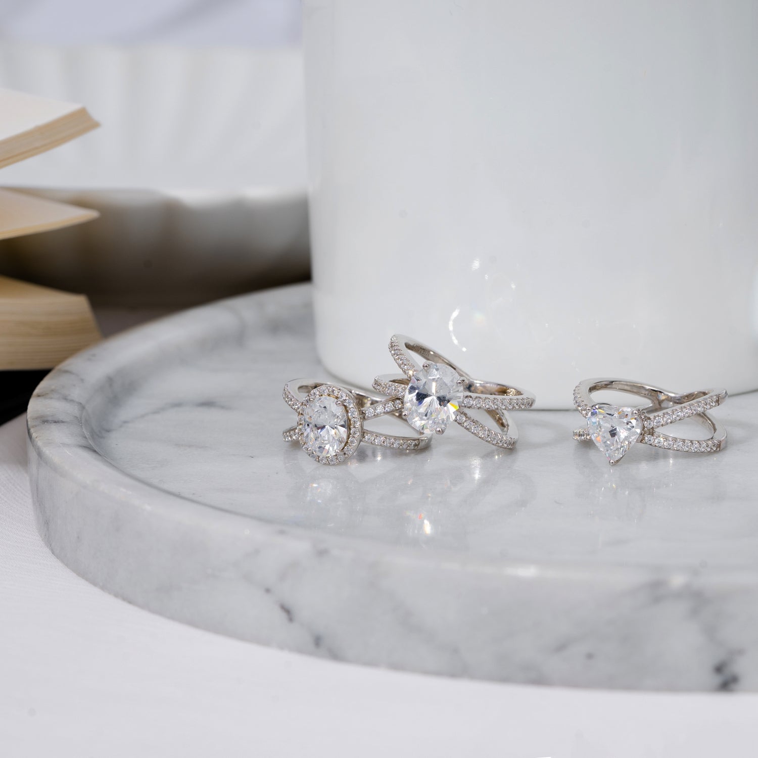 X Split Shank Heart Solitaire Ring JER25942