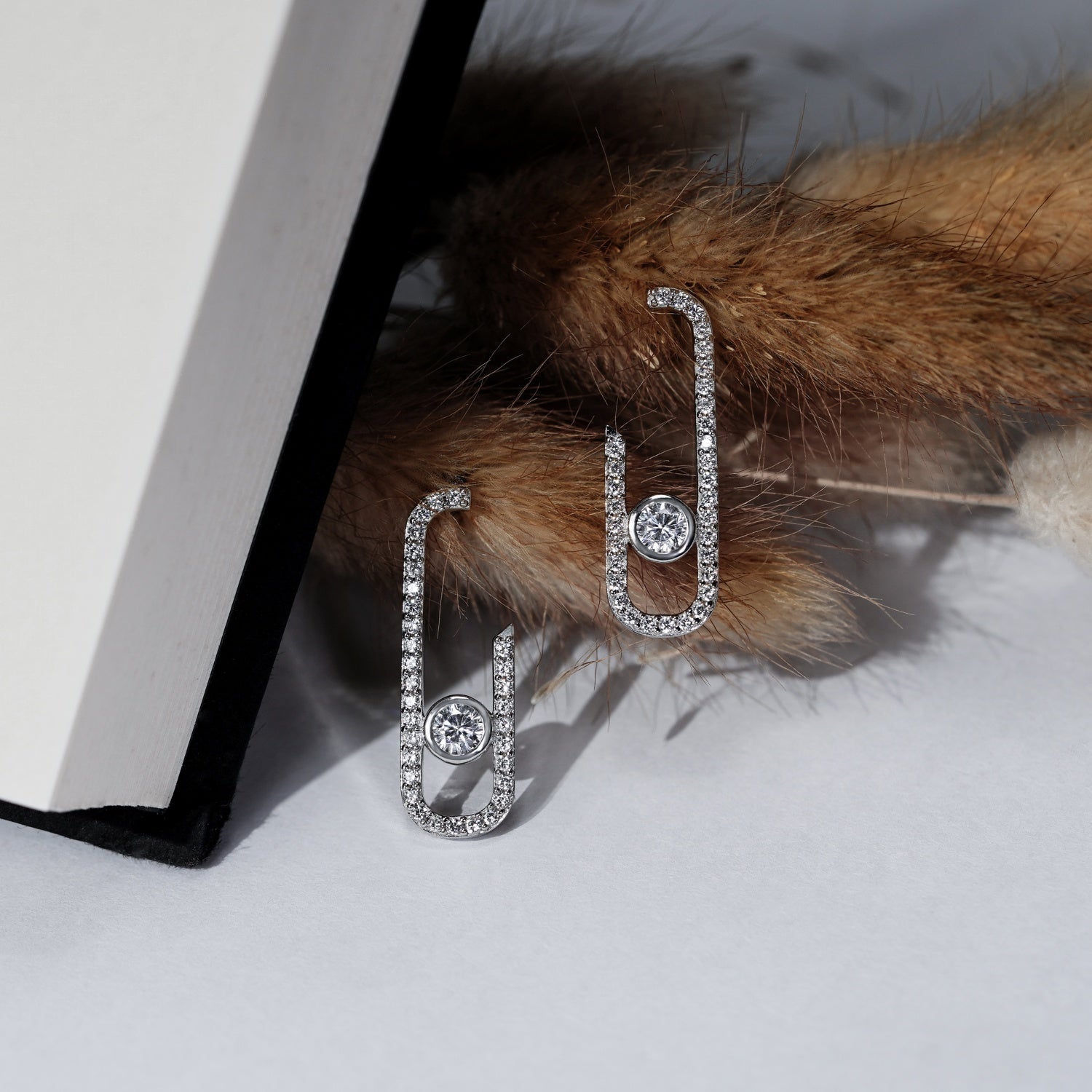Pave Clip Drop Stud Earrings