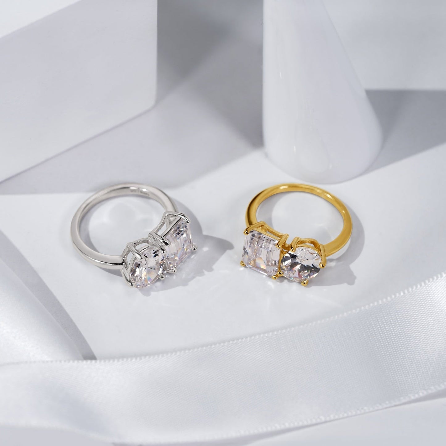 Oval and Emerald Cut Double Stone Ring JER22194