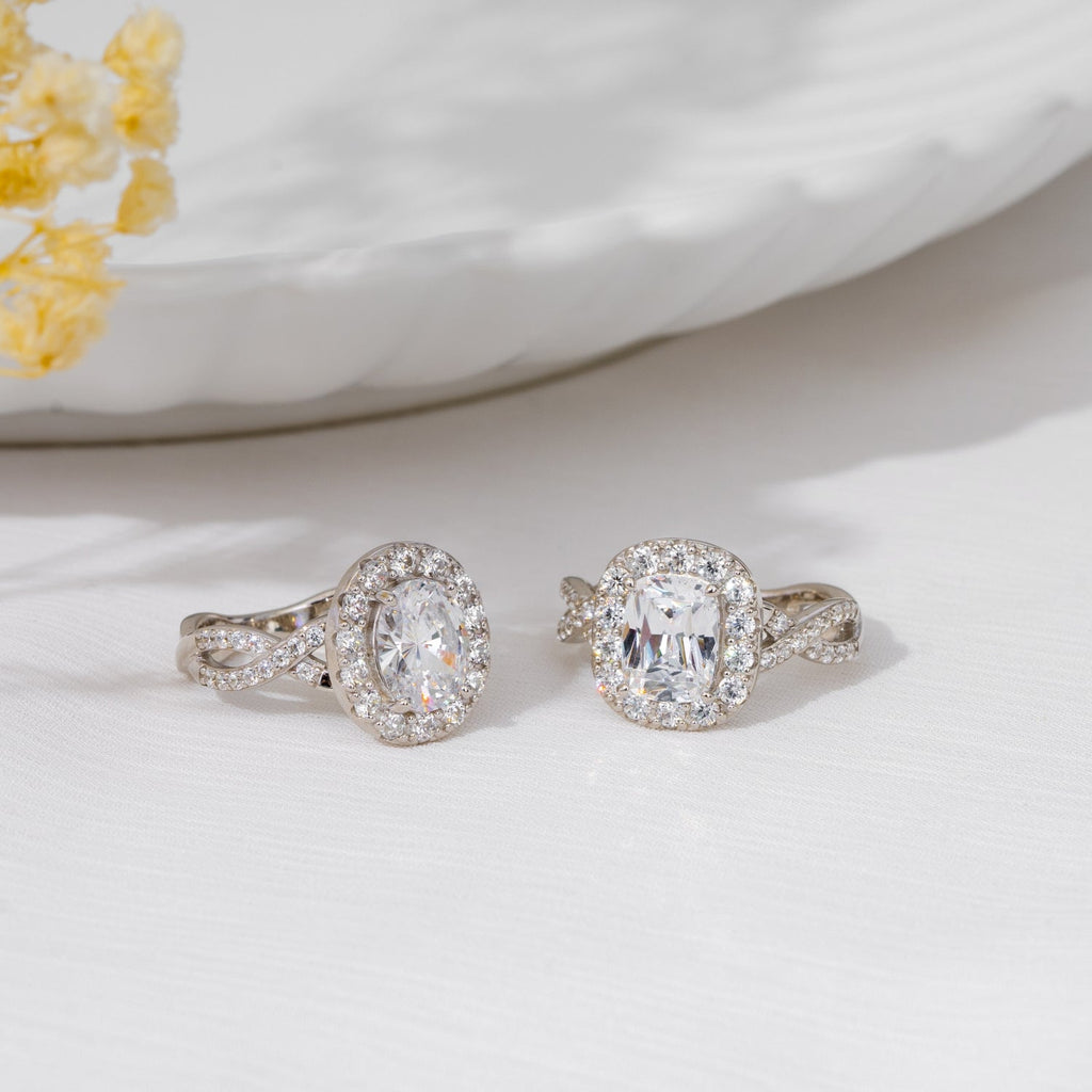Emerald Crossover Shank Halo Ring JER25936