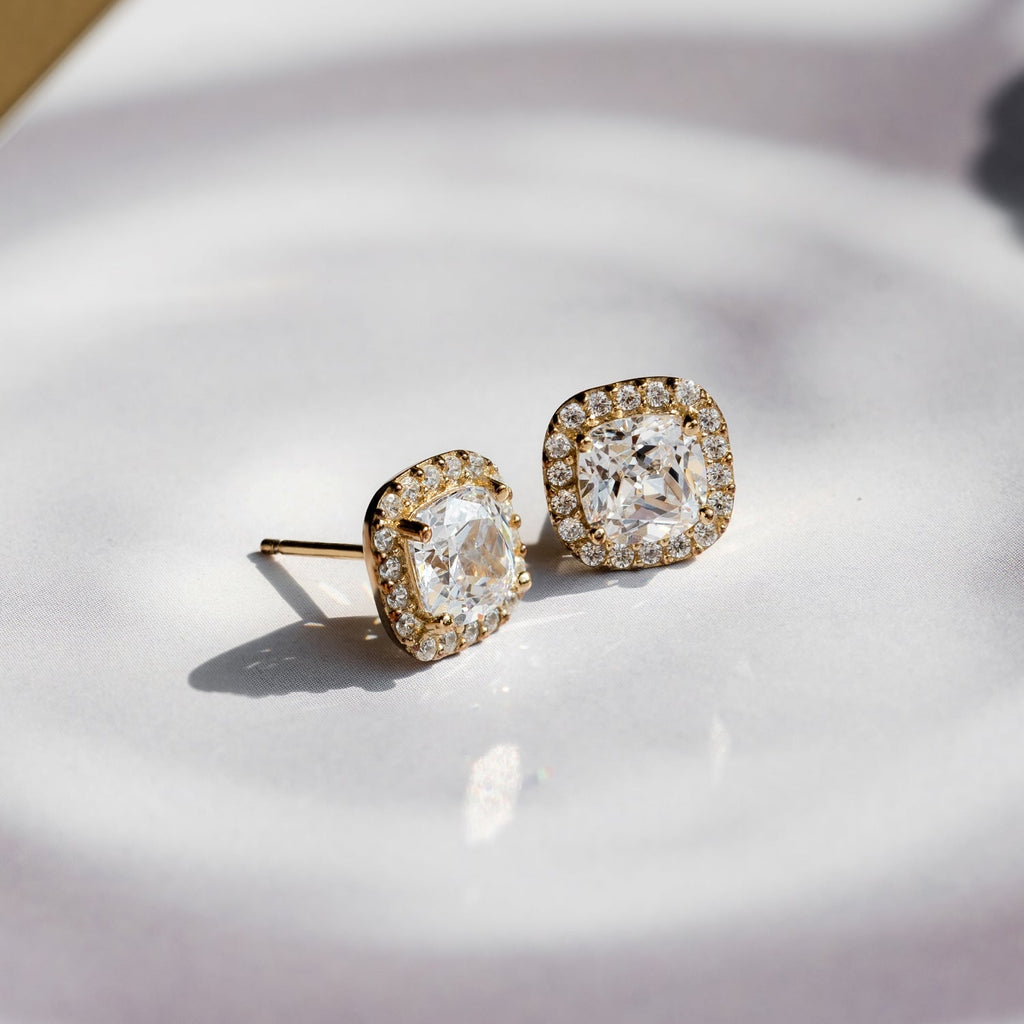 Cushion Halo Stud Earrings JEE09824