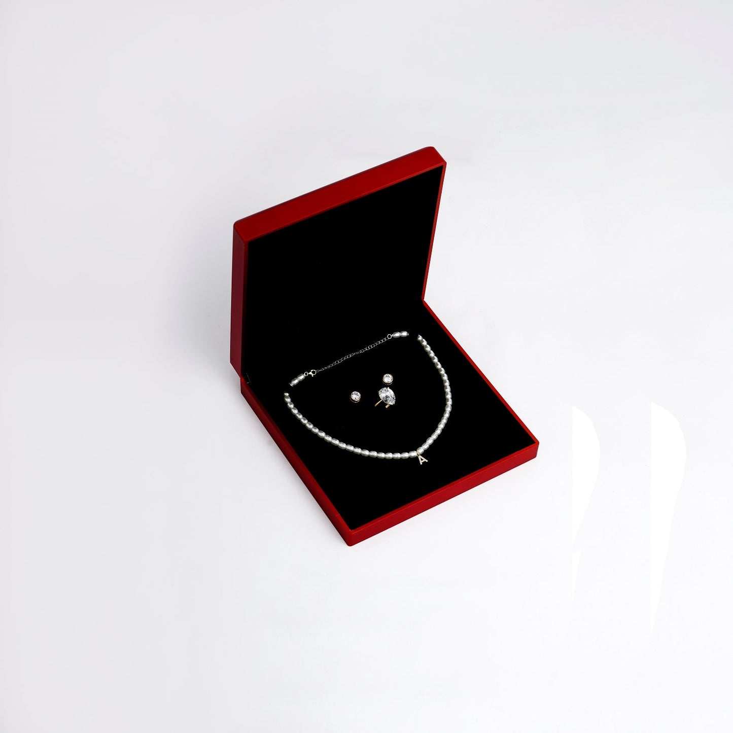 Red Plastic Jewelry Box With Light B014, B015, B016, B017, B018