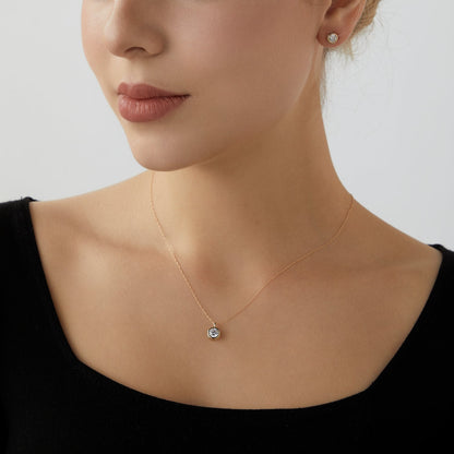 Solid Gold Bezel Solitaire Stud Earrings JEE26938