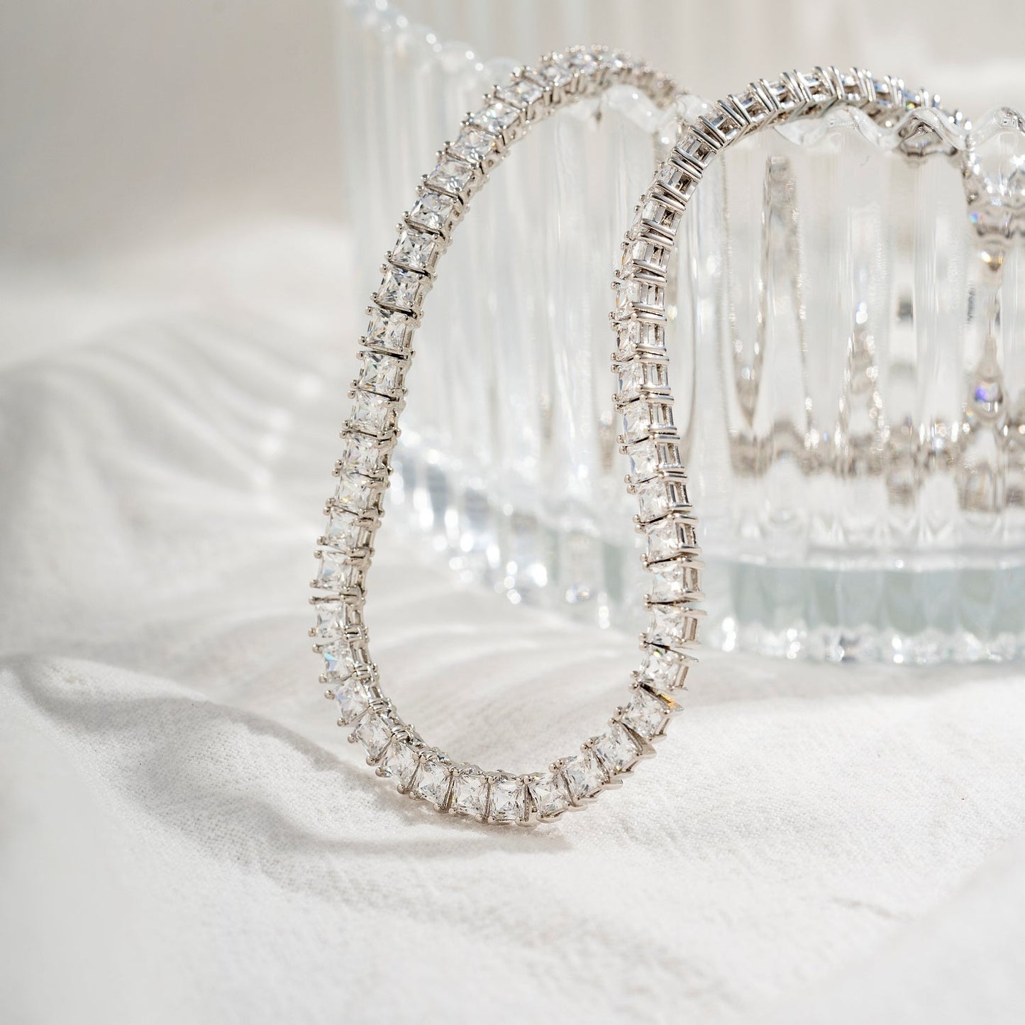 Choice Of 3mm 4mm 5mm Princess Tennis Necklace, Brass JEN26130