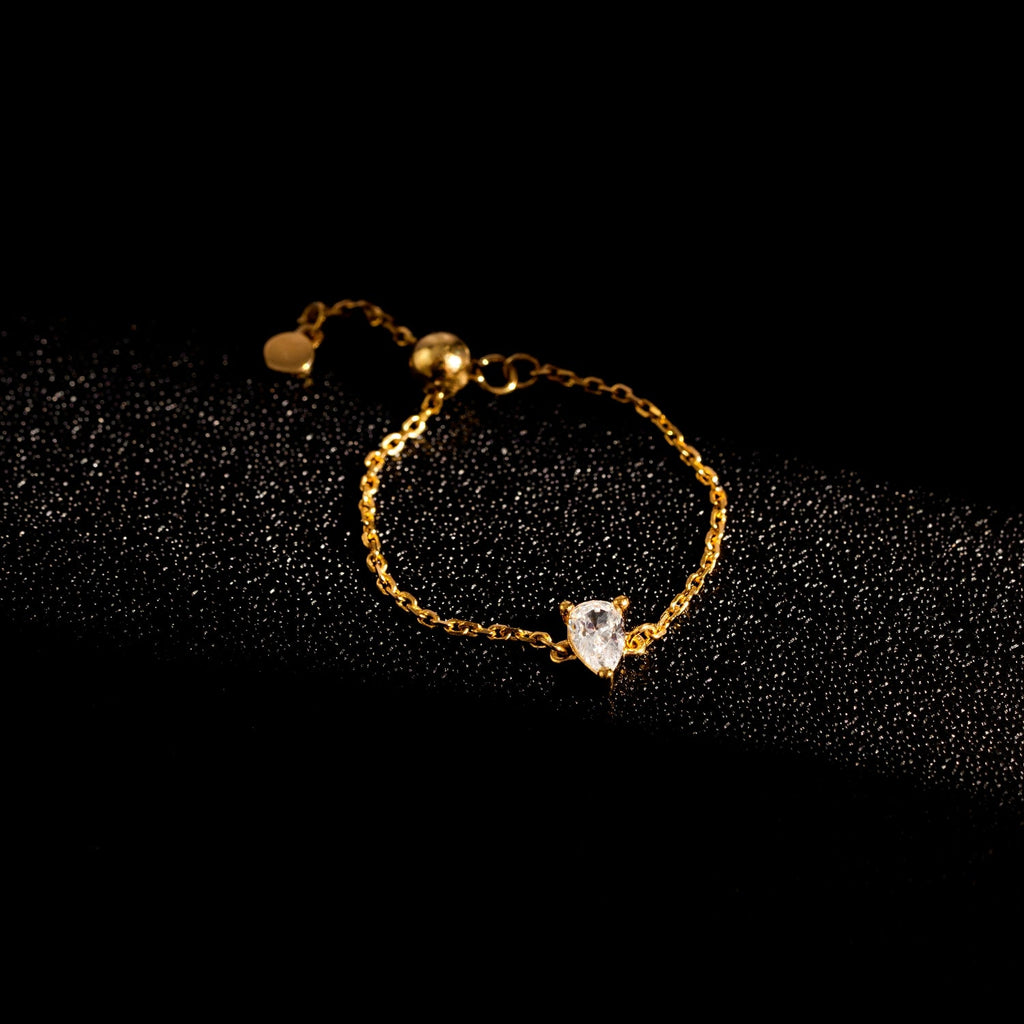 Pear Solitaire Bolo Ring