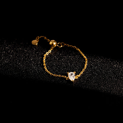 Pear Solitaire Bolo Ring