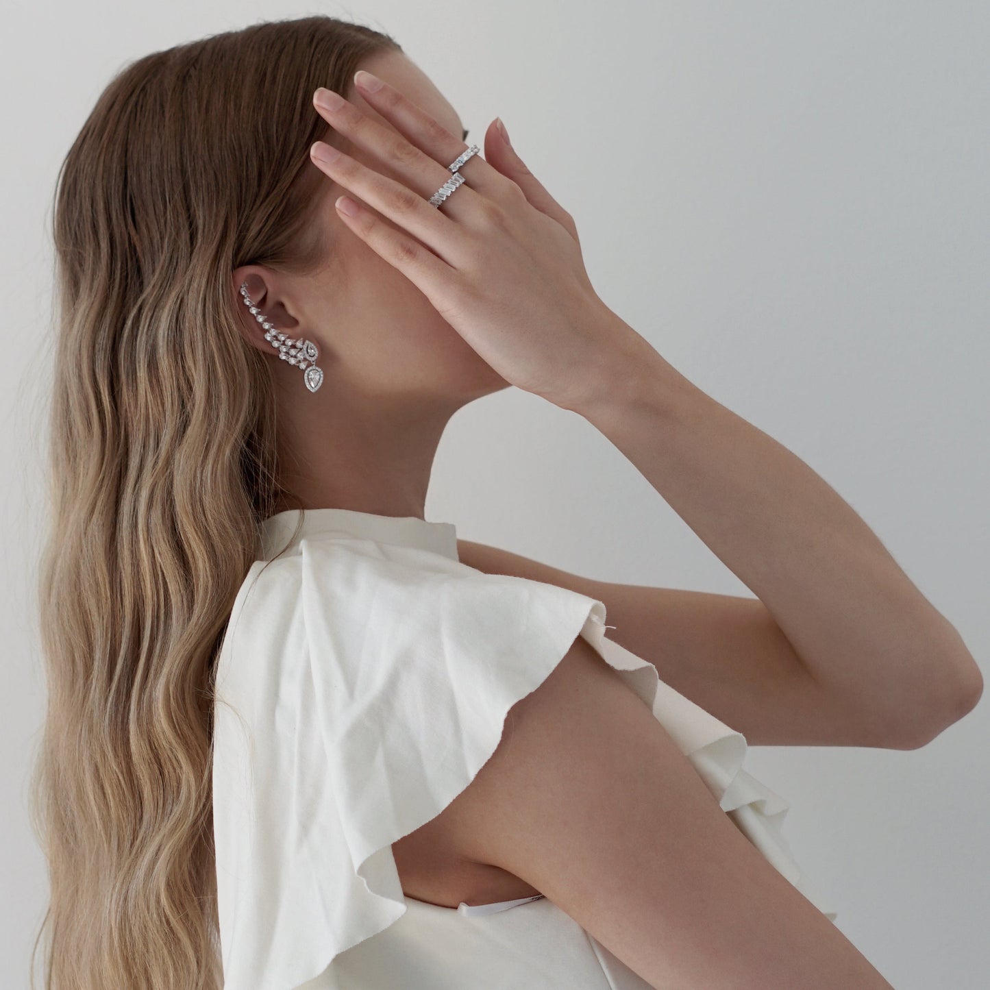 Angel Wing Asymmetrical Ear Climbers Earrings