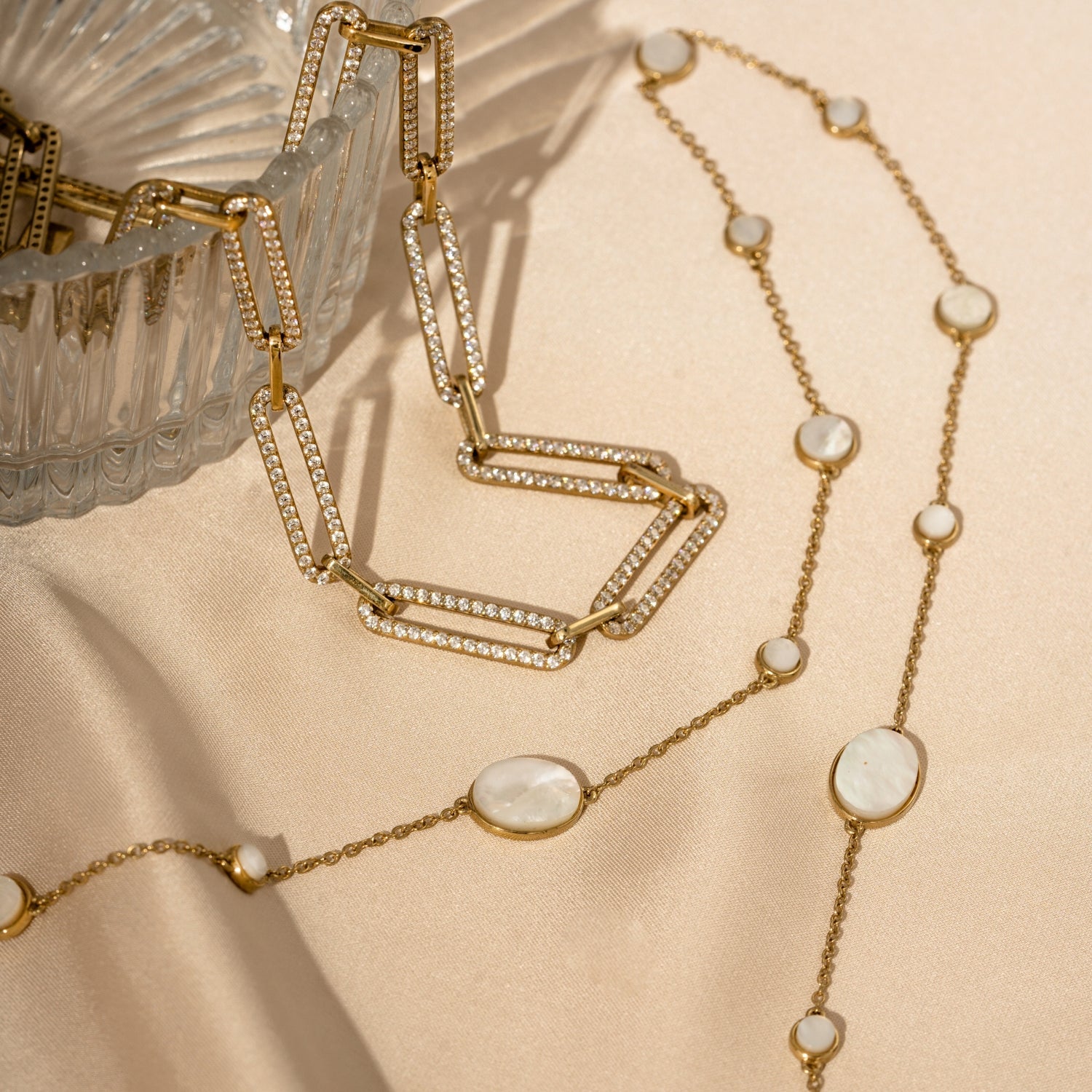 Pave Flat Oval Link Chain
