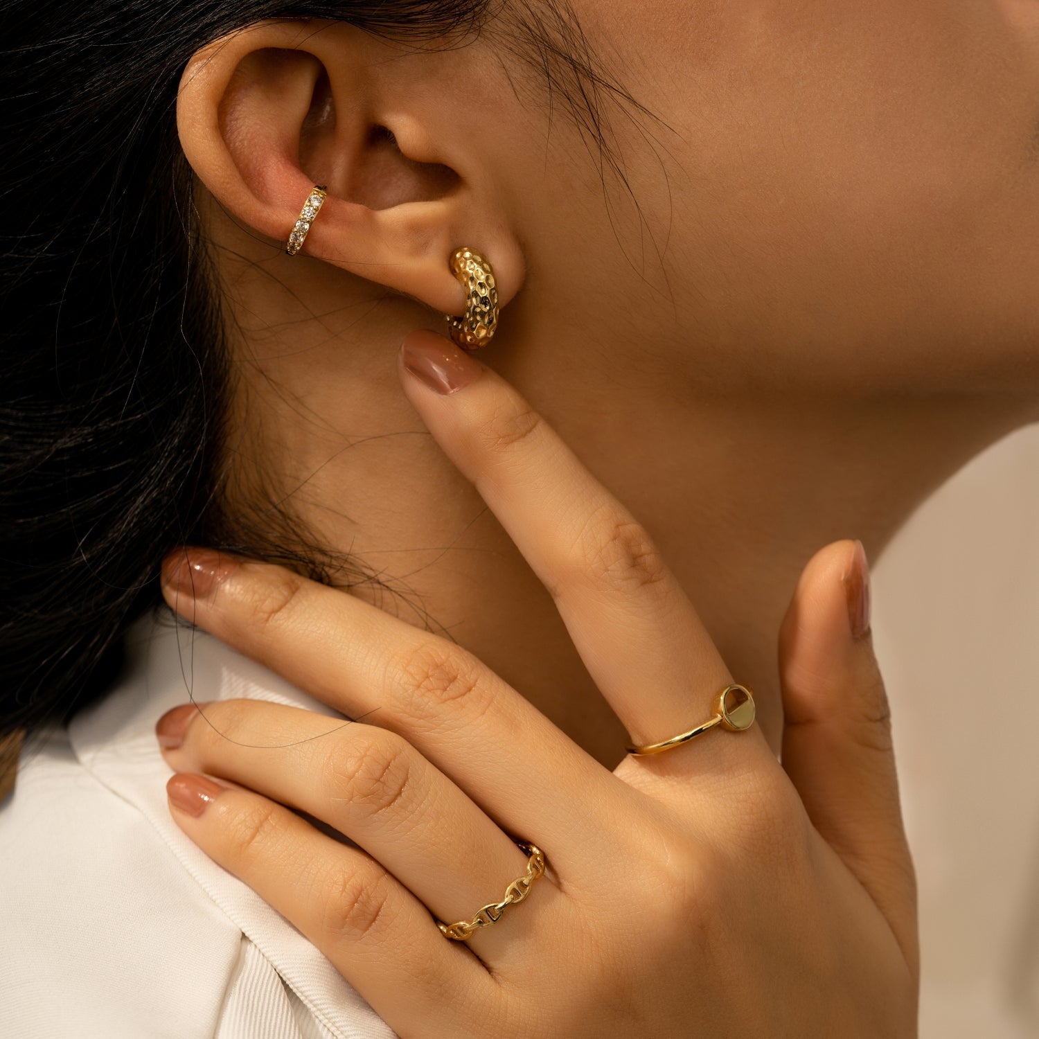 Hammered Chunky Bold Hoops