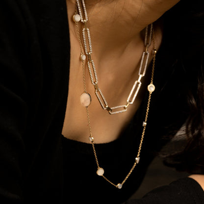 Pave Flat Oval Link Chain