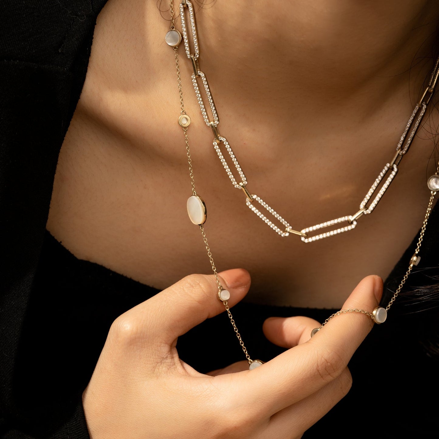 Pave Flat Oval Link Chain