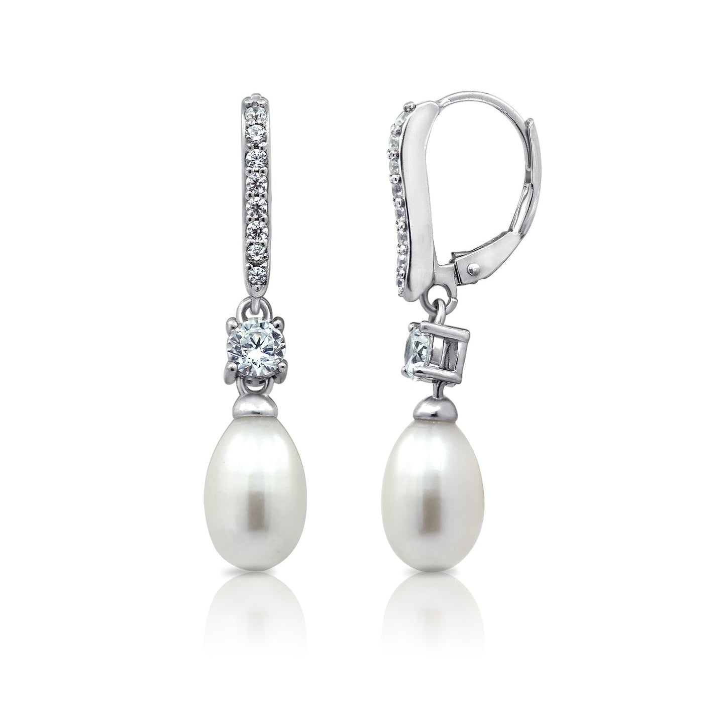 Pearl Drop Leverback Earrings JEE01796