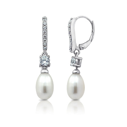 Pearl Drop Leverback Earrings JEE01796