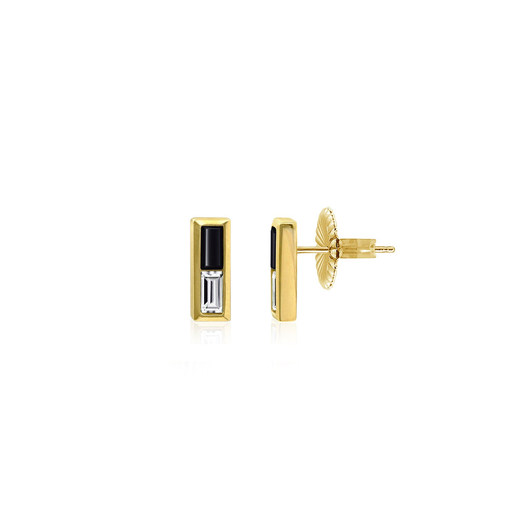 Black and White Baguette Earrings