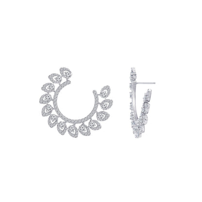 KIERA COUTURE Platinum Clad Sterling Silver 5.3 cttw Cubic Zirconia Wreath Front-Facing Earrings