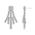 KIERA COUTURE Platinum Clad Sterling Silver Emerald Cut Cubic Zirconia Chandelier Drop Earrings