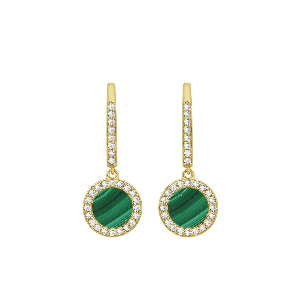 Halo Malachite Leverbacks Earrings