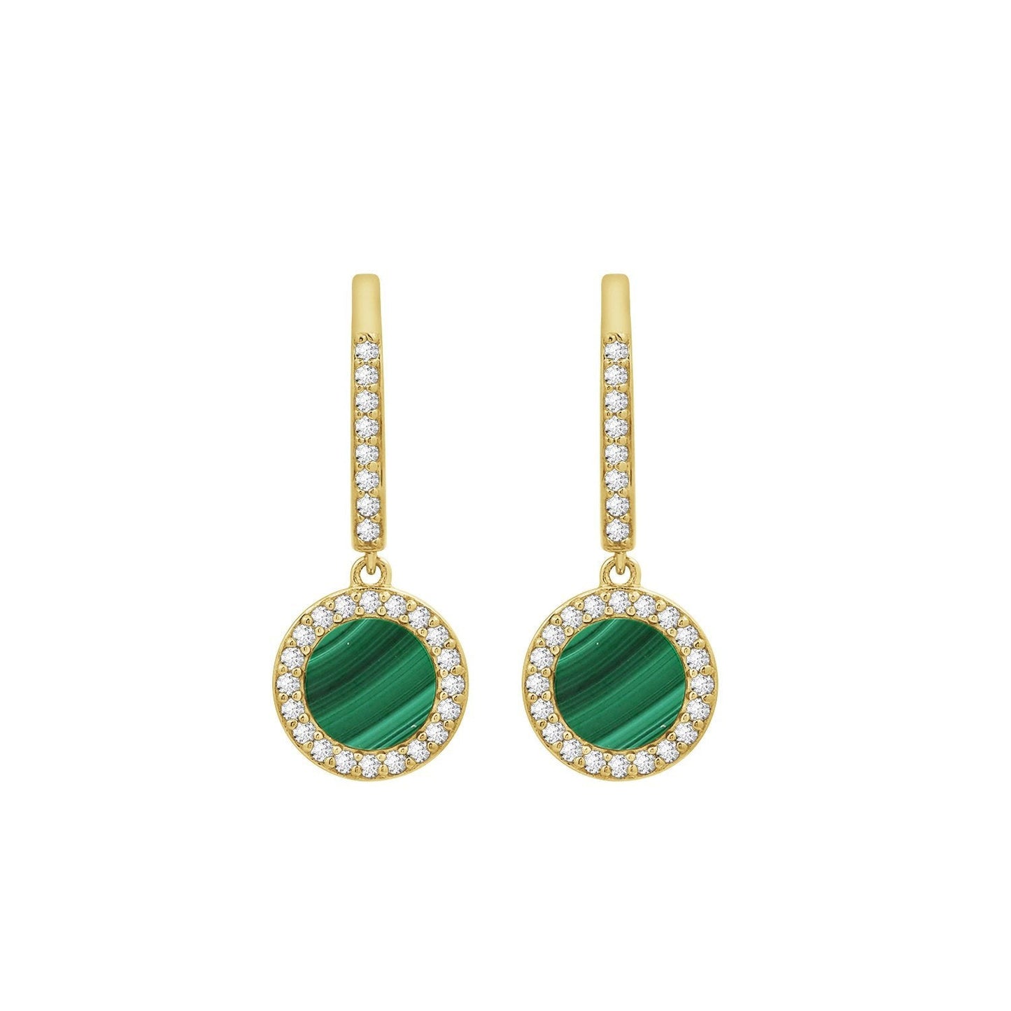 Halo Malachite Leverbacks Earrings