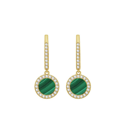 Halo Malachite Leverbacks Earrings