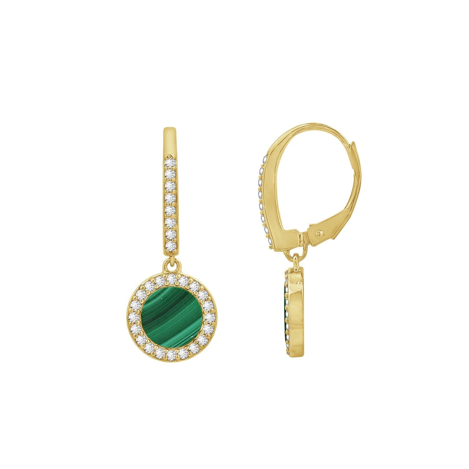Halo Malachite Leverbacks Earrings