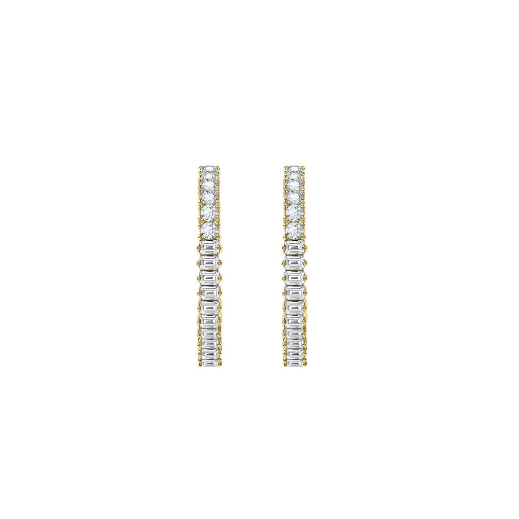 Baguette-Round Open Hoop Earrings