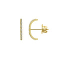 KIERA Yellow Gold Clad Sterling Silver Cubic Zirconia Thin Half Hoop Stud Earrings