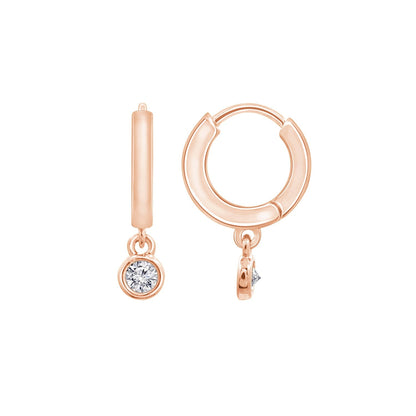 Bezel Dangle Hoop Earrings JEE22260