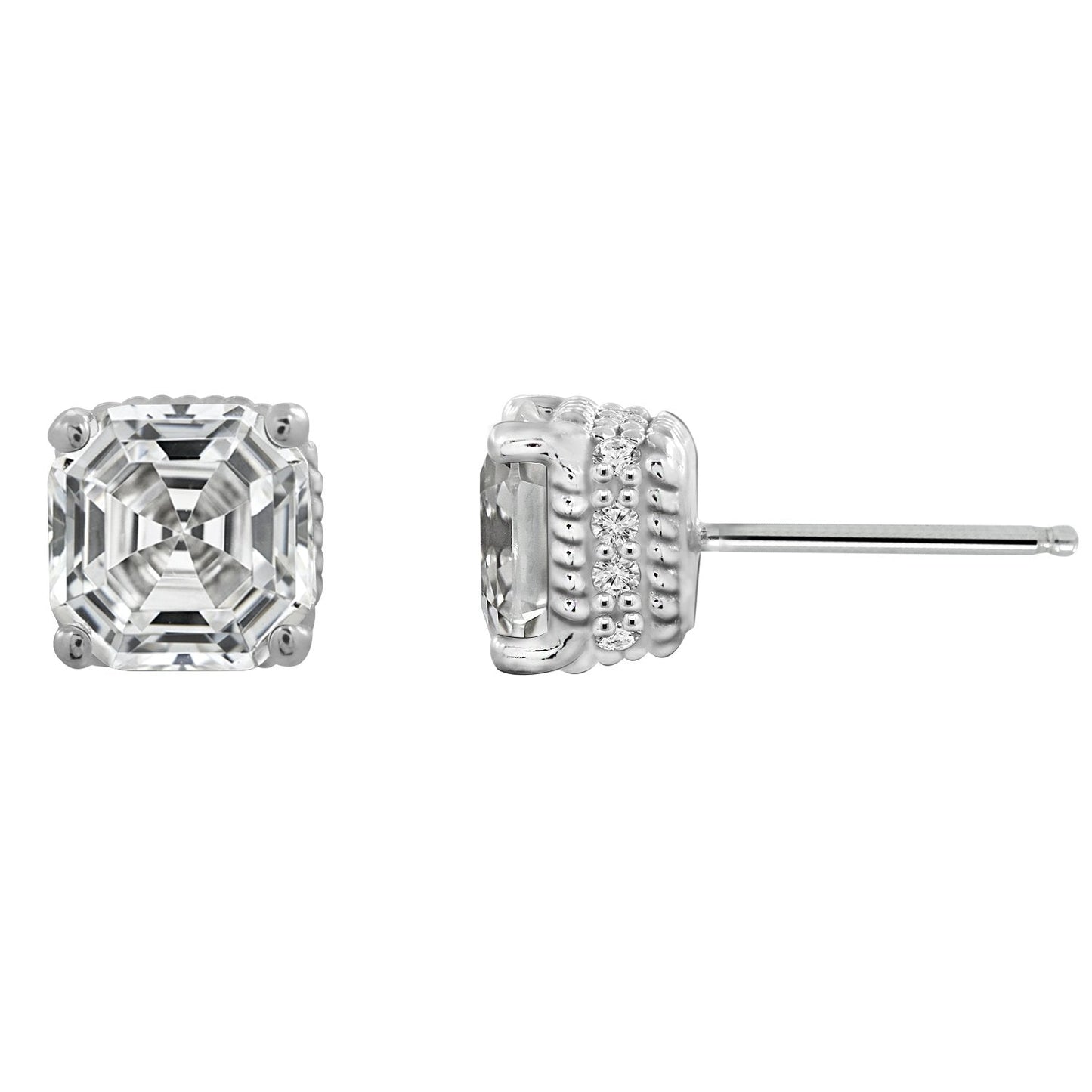 Solitaire Asscher Cut Stud Earrings With Fancy Gallery