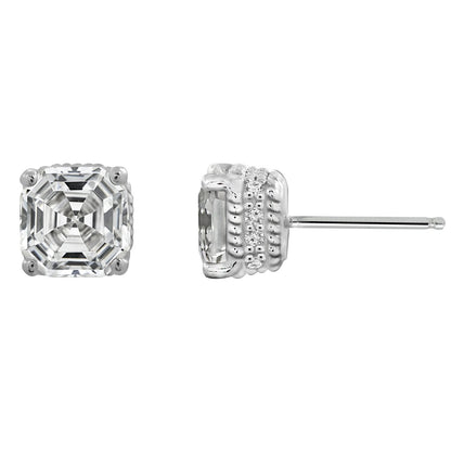 Solitaire Asscher Cut Stud Earrings With Fancy Gallery