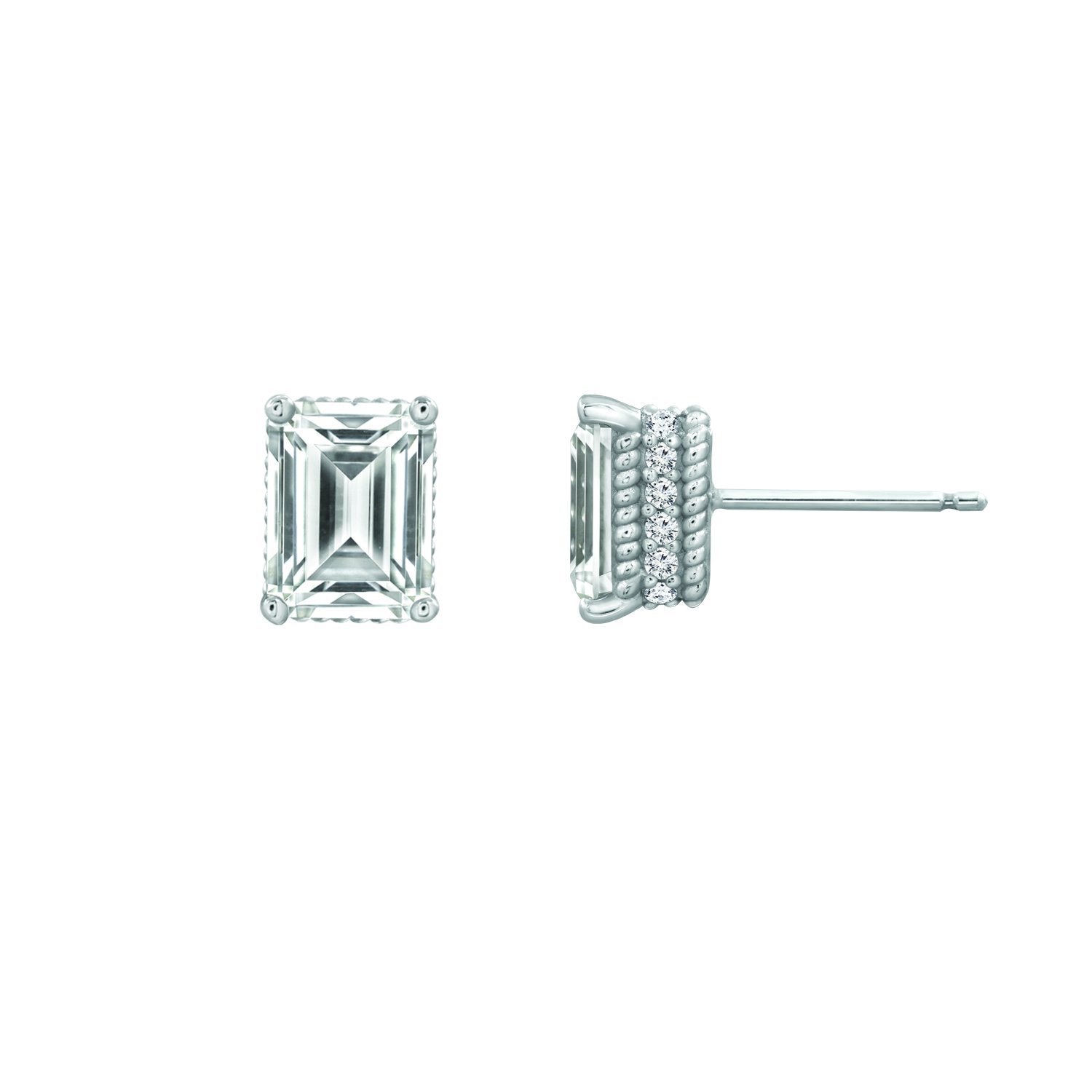Solitaire Emerald Cut Stud Earrings With Fancy Gallery