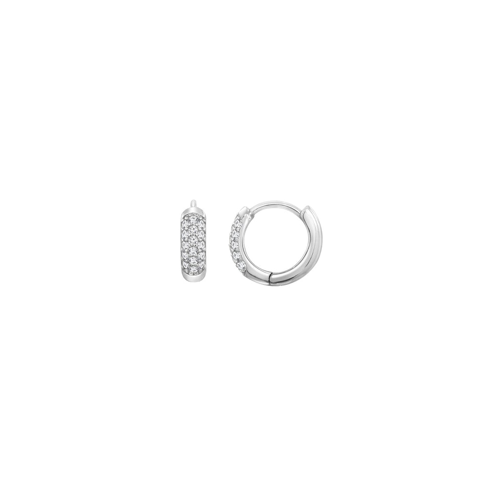 Pave Triple Row Hoop Earrings