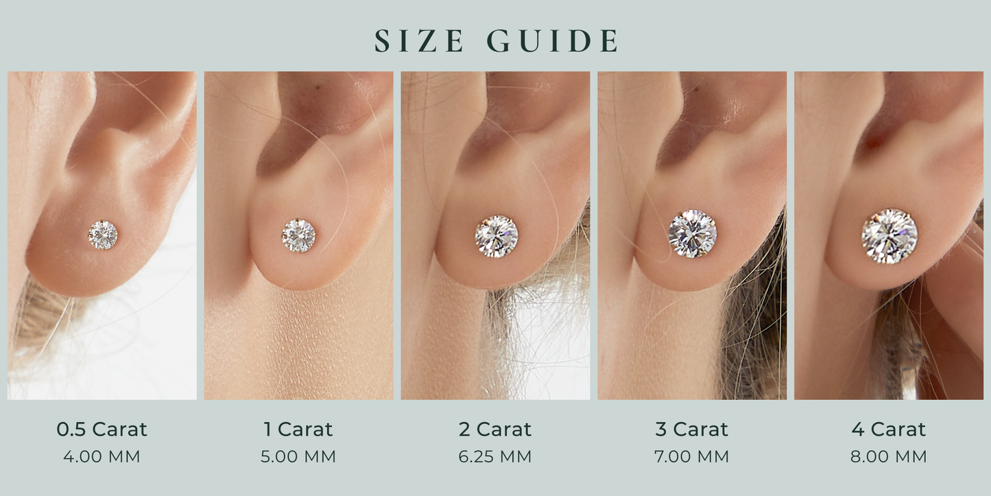 Choice Of Carat Solid Gold Round Cut Solitaire Earrings JEE13397